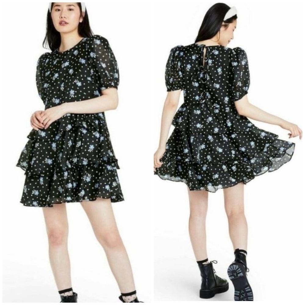 Sandy Liang x Target Swing Floral Print Short Sleeve Tiered Dress